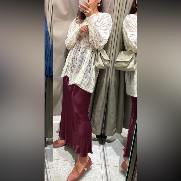 ZARA SATIN EFFECT LONG/ MAXI SKIRT - Picture 11 of 15